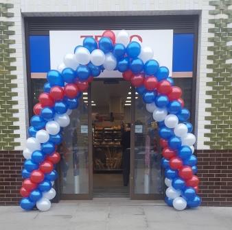 Spiral Balloon Arch Created for a New Tesco Store